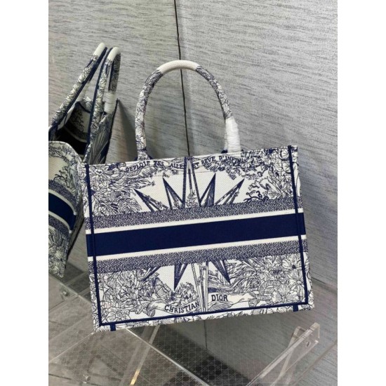 Replica Dior Medium Dior Book Tote Rêve d'Infini Embroidery White /Blue