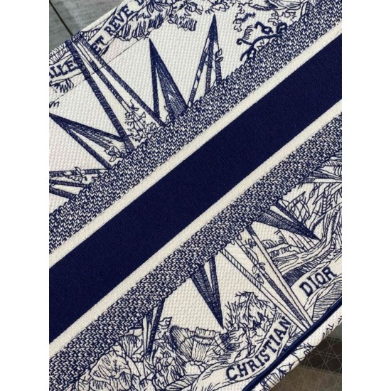 Replica Dior Medium Dior Book Tote Rêve d'Infini Embroidery White /Blue