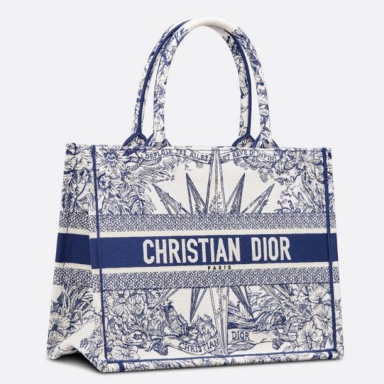 Replica Dior Medium Dior Book Tote Rêve d'Infini Embroidery White /Blue