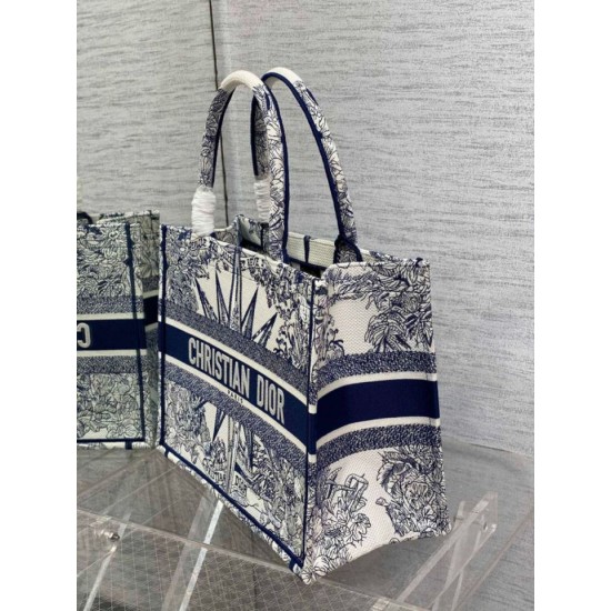 Replica Dior Medium Dior Book Tote Rêve d'Infini Embroidery White /Blue