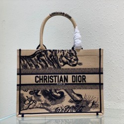 Fake Dior Medium Book Tote Bag In Macro Toile de Jouy Tiger Embroidery Replica Replica Dior Medium Book Tote Bag In Macro Toile de Jouy Tiger Embroidery