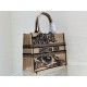 Replica Dior Medium Book Tote Bag In Macro Toile de Jouy Tiger Embroidery