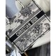 Fake Dior Medium Book Tote Bag Toile de Jouy Zodiac Embroidery White Replica
