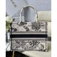 Fake Dior Medium Book Tote Bag Toile de Jouy Zodiac Embroidery White Replica