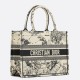Fake Dior Medium Book Tote Bag Toile de Jouy Zodiac Embroidery White Replica