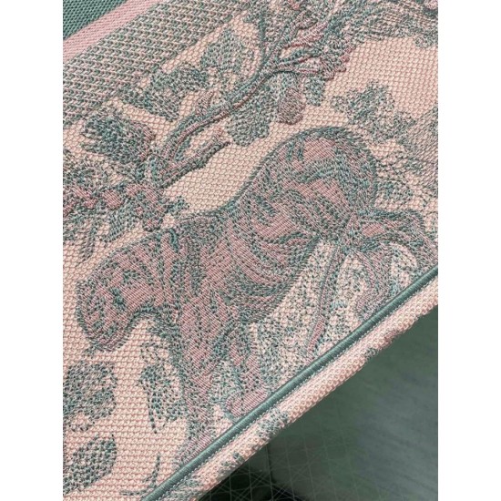 Replica Dior Large Book Tote Bag Toile de Jouy Sauvage Embroidery Pink / Gray 