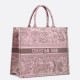Replica Dior Large Book Tote Bag Toile de Jouy Sauvage Embroidery Pink / Gray 