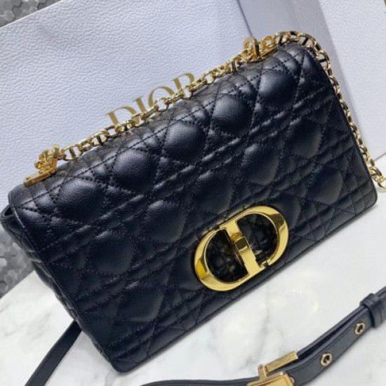 Replica Dior Caro Medium Bag Cannage Black