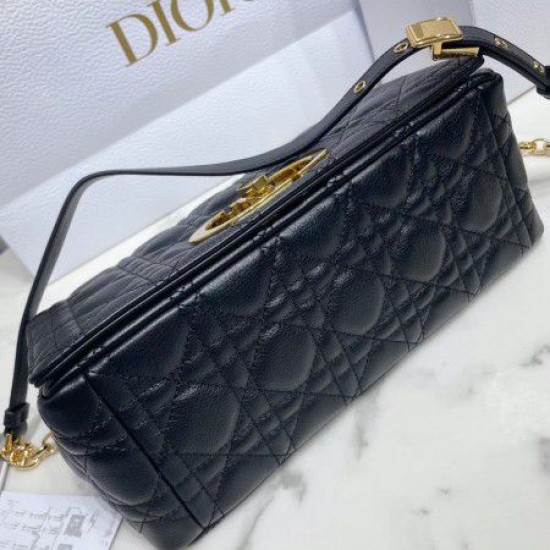 Replica Dior Caro Medium Bag Cannage Black