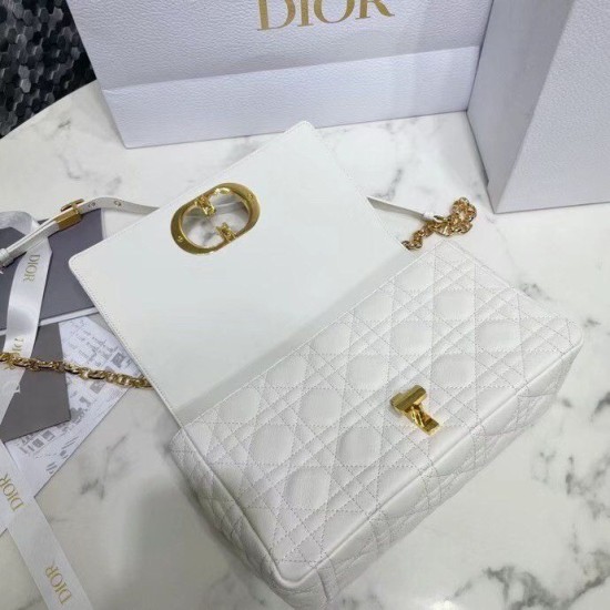 Fake Dior Caro Medium Bag Cannage White Replica