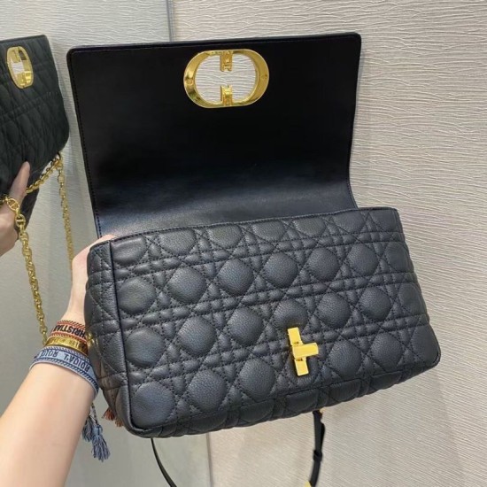 Fake Dior Large Caro Bag Cannage Black Replica Replica Dior Large Caro Bag Cannage Black