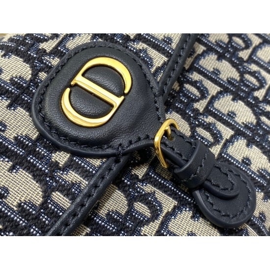 Replica Dior Bobby East-West Chain Pouch Oblique Jacquard Blue