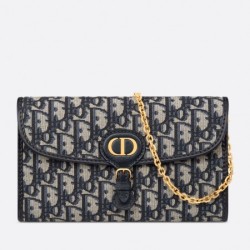 Replica Dior Bobby East-West Chain Pouch Oblique Jacquard Blue