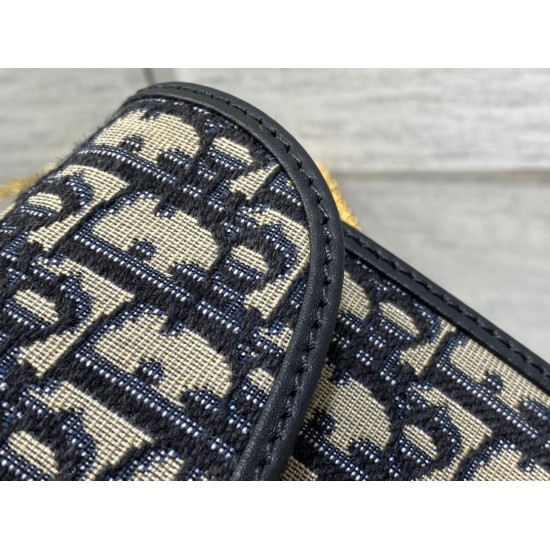 Replica Dior Bobby East-West Chain Pouch Oblique Jacquard Blue