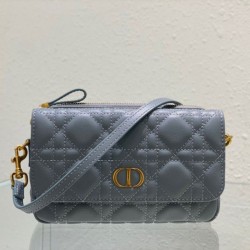 Replica Dior Caro Pouch Cannage Calfskin Blue