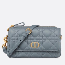 Replica Dior Caro Pouch Cannage Calfskin Blue