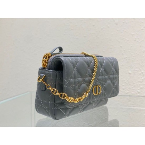 Replica Dior Caro Pouch Cannage Calfskin Blue