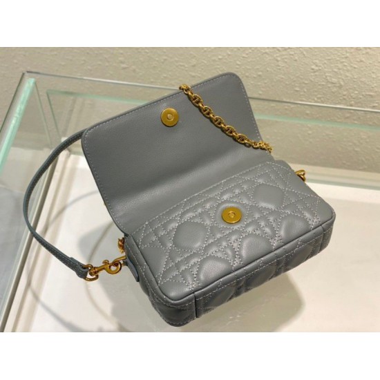 Replica Dior Caro Pouch Cannage Calfskin Blue