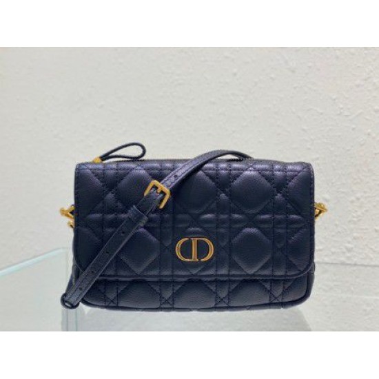 Replica Dior Caro Pouch Cannage Black 