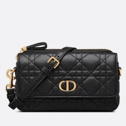 Replica Dior Caro Pouch Cannage Black 