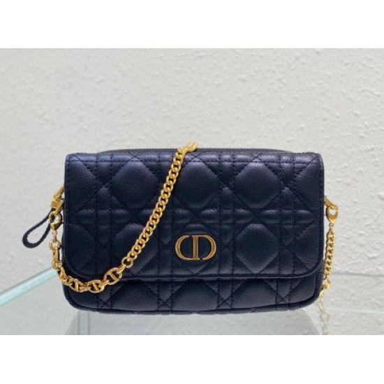 Replica Dior Caro Pouch Cannage Black 