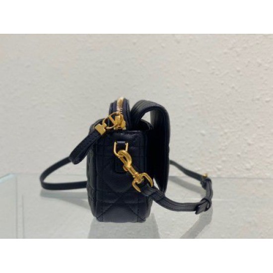 Replica Dior Caro Pouch Cannage Black 