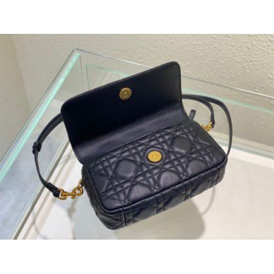 Replica Dior Caro Pouch Cannage Black 