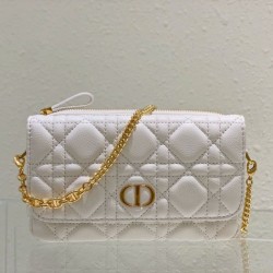 Replica Dior Caro Pouch Cannage White