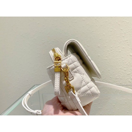 Replica Dior Caro Pouch Cannage White