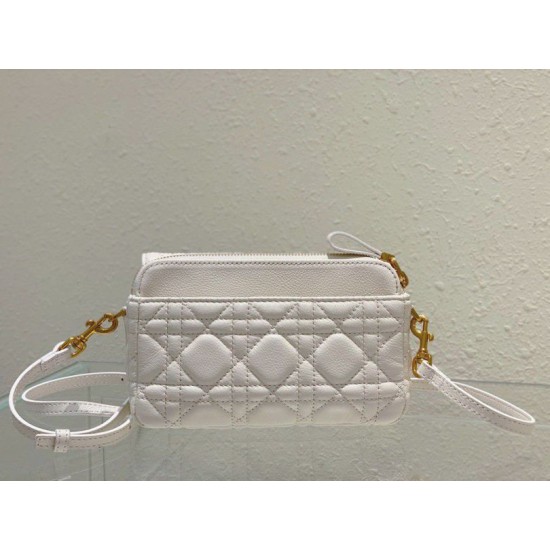 Replica Dior Caro Pouch Cannage White