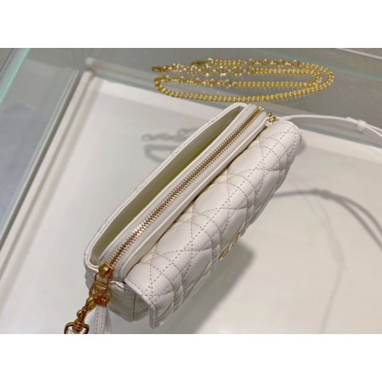 Replica Dior Caro Pouch Cannage White