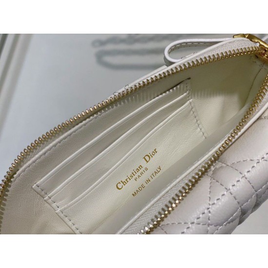 Replica Dior Caro Pouch Cannage White