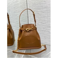 Replica Dior C'est Medium Bucket Bag Saddle Calfskin Brown