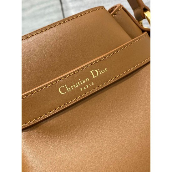 Replica Dior C'est Medium Bucket Bag Saddle Calfskin Brown