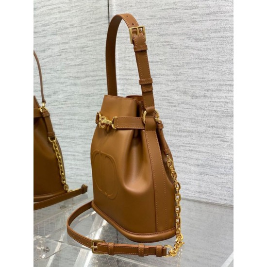 Replica Dior C'est Medium Bucket Bag Saddle Calfskin Brown