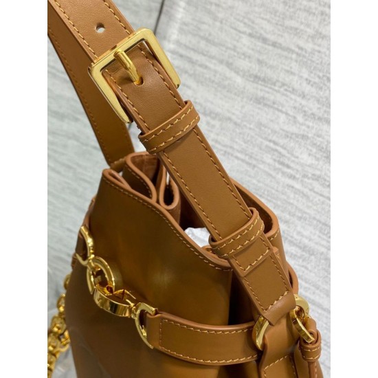 Replica Dior C'est Medium Bucket Bag Saddle Calfskin Brown