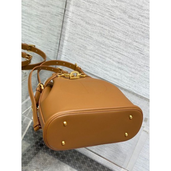 Replica Dior C'est Medium Bucket Bag Saddle Calfskin Brown