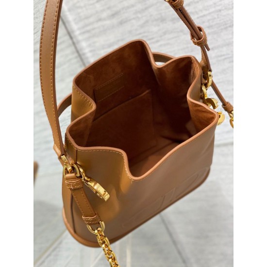 Replica Dior C'est Medium Bucket Bag Saddle Calfskin Brown