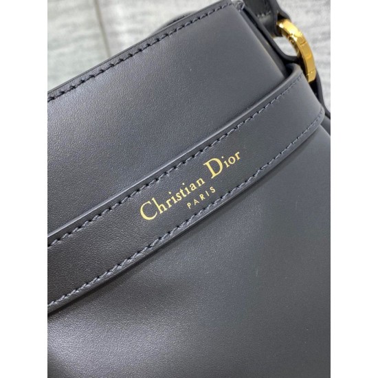 Replica Dior C'est Medium Bucket Bag Saddle Calfskin Black