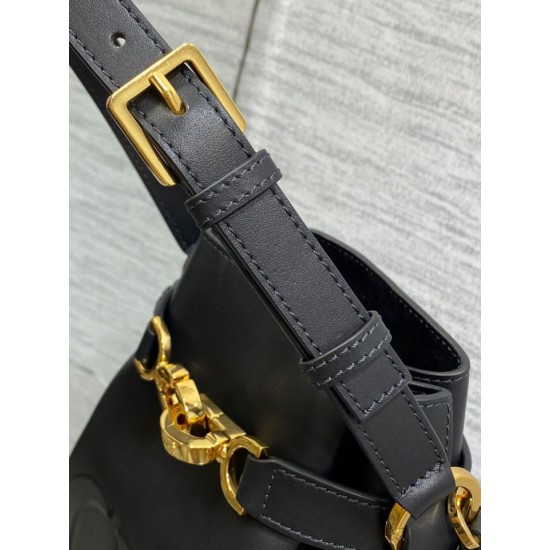 Replica Dior C'est Medium Bucket Bag Saddle Calfskin Black
