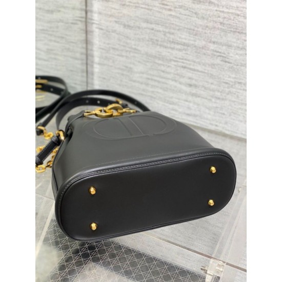 Replica Dior C'est Medium Bucket Bag Saddle Calfskin Black