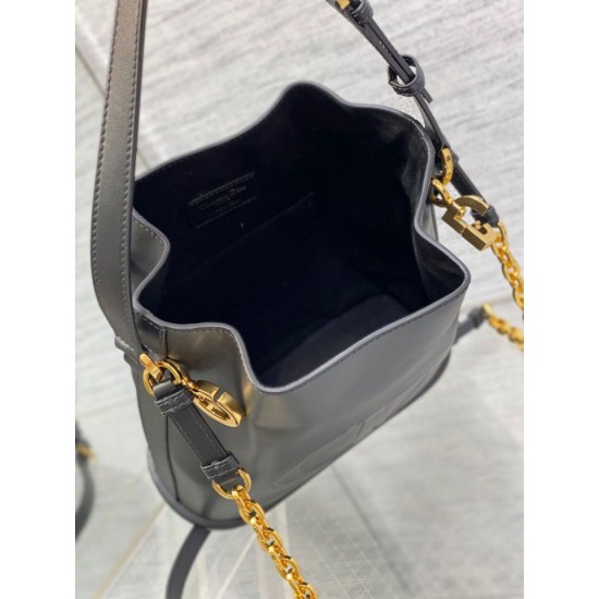 Replica Dior C'est Medium Bucket Bag Saddle Calfskin Black