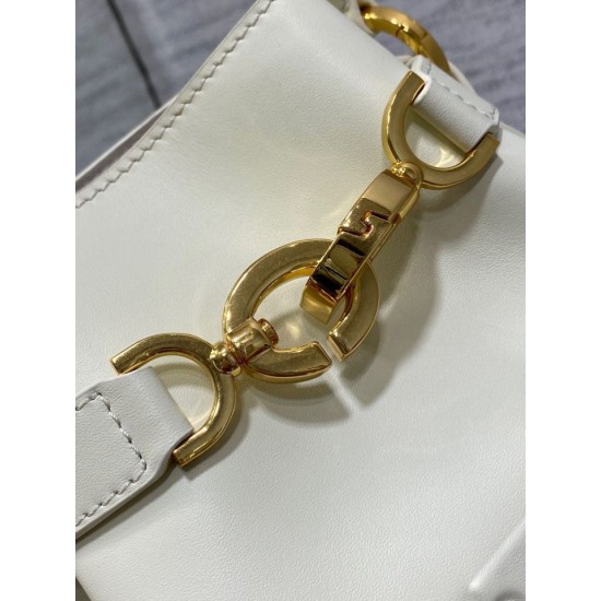 Fake Dior C'est Medium Bucket Bag Saddle Calfskin White Replica