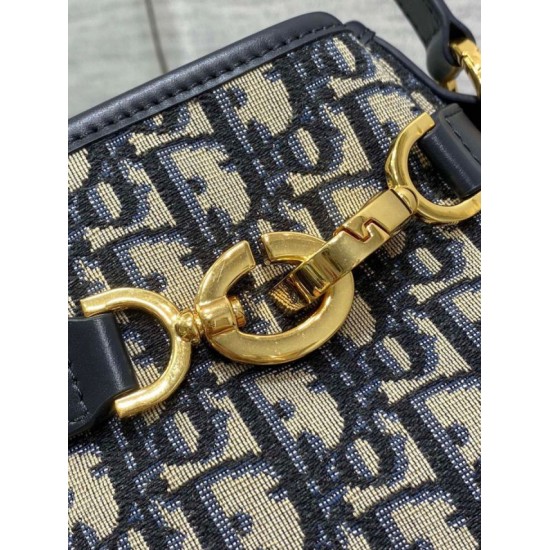 Replica Dior C'est Medium Bucket Bag Oblique Jacquard Blue