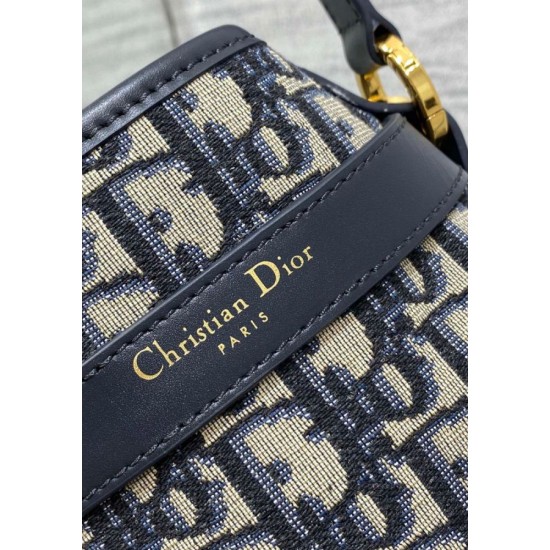 Replica Dior C'est Medium Bucket Bag Oblique Jacquard Blue