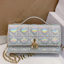 Replica Dior Miss Dior Mini Bag Iridescent Metallic Silver