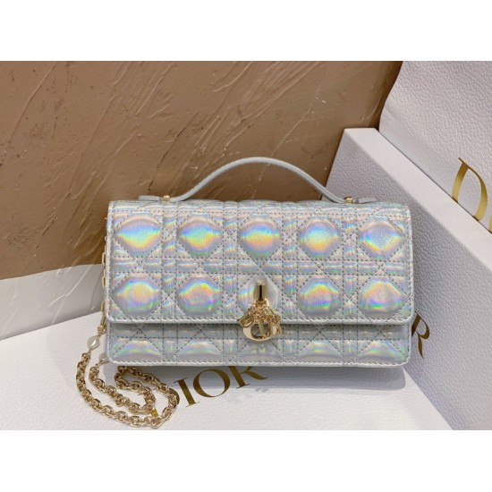 Replica Dior Miss Dior Mini Bag Iridescent Metallic Silver