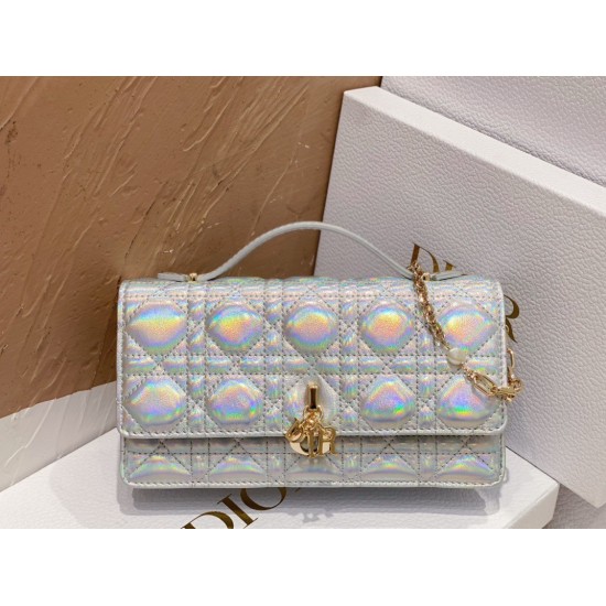 Replica Dior Miss Dior Mini Bag Iridescent Metallic Silver