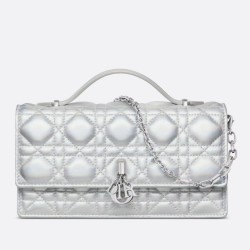 Replica Dior Miss Dior Mini Bag Iridescent Metallic Silver