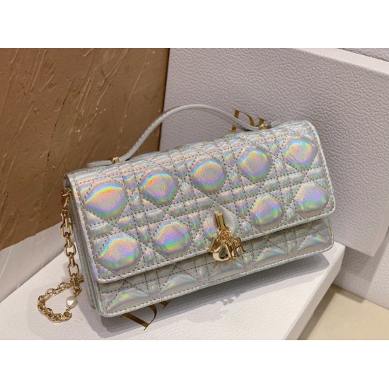 Replica Dior Miss Dior Mini Bag Iridescent Metallic Silver